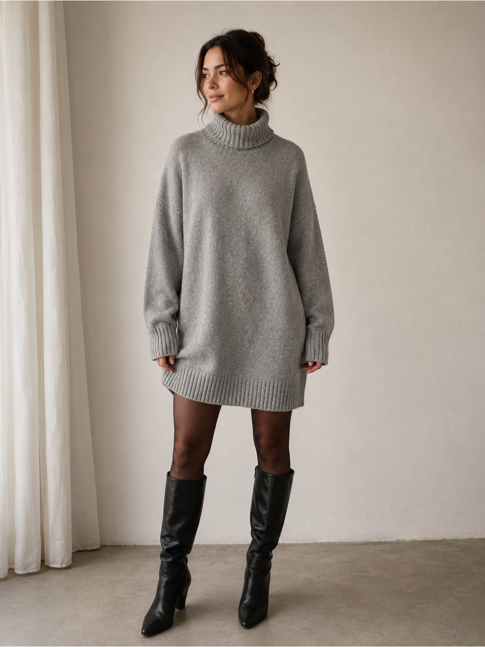 GAP Gray Oversized Turtleneck Sweater Dress